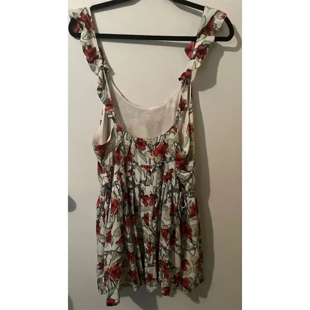 Free People Dear You Floral Mini Dress White Sleeveless‎ Fit & Flare Size M